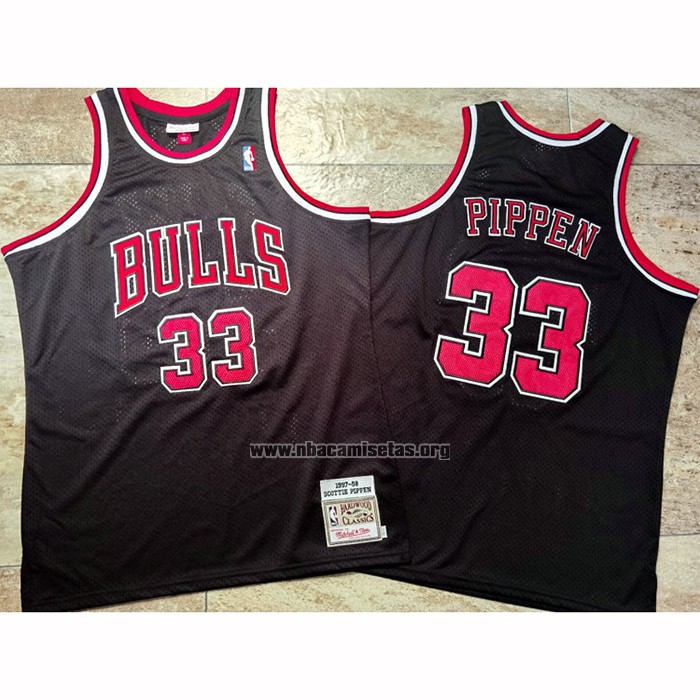 Camiseta Chicago Bulls Scottie Pippen NO 33 Mitchell & Ness 1997-98 Negro